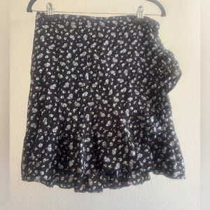 Madewell Black and White Wrap Mini Skirt